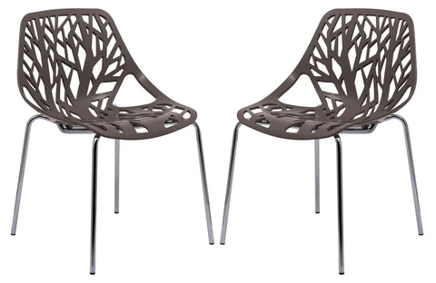 Modern Asbury Dining Chair w/ Chromed Legs set of 2