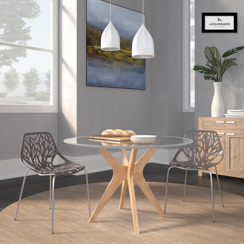 Modern Asbury Dining Chair w/ Chromed Legs set of 2