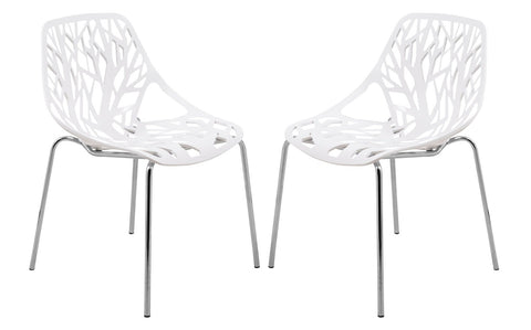 Modern Asbury Dining Chair w/ Chromed Legs set of 2