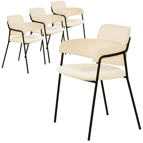 Axis Upholstered Dining Chair with Powder-Coated Stainless Steel Legs Set of 4