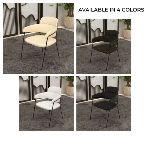 Axis Upholstered Dining Chair with Powder-Coated Stainless Steel Legs Set of 4