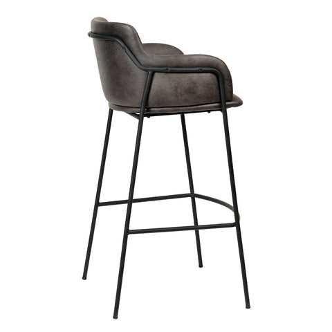 Axis 40" Bar Stool with Ergonomic Design, Powder-Coated Base, and Footrest in Black/Gold