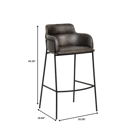 Axis 40" Bar Stool with Ergonomic Design, Powder-Coated Base, and Footrest in Black/Gold