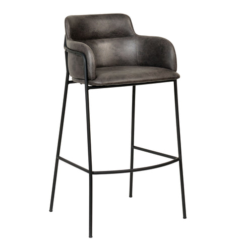 Axis 40" Bar Stool with Ergonomic Design, Powder-Coated Base, and Footrest in Black/Gold