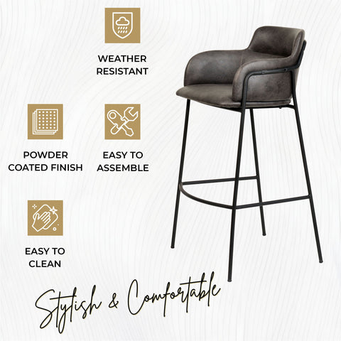 Axis 40" Bar Stool with Ergonomic Design, Powder-Coated Base, and Footrest in Black/Gold