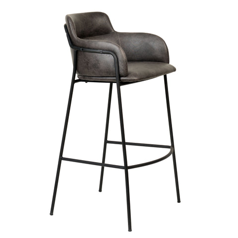 Axis 40" Bar Stool with Ergonomic Design, Powder-Coated Base, and Footrest in Black/Gold