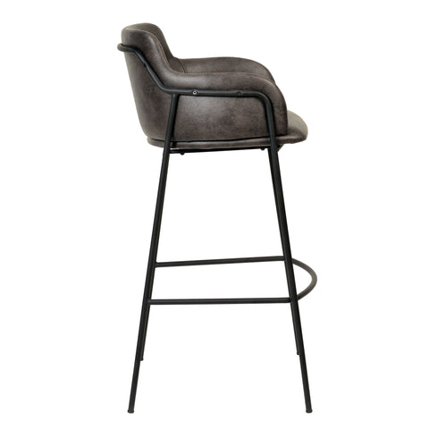 Axis 40" Bar Stool with Ergonomic Design, Powder-Coated Base, and Footrest in Black/Gold