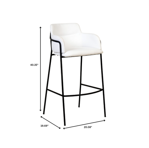 Axis 40" Bar Stool with Ergonomic Design, Powder-Coated Base, and Footrest in Black/Gold