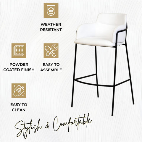 Axis 40" Bar Stool with Ergonomic Design, Powder-Coated Base, and Footrest in Black/Gold