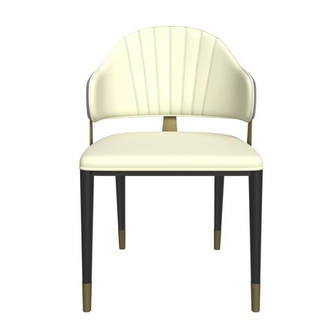 Aria Leather Dining Chair with a Curved Back and Gold Accents Design in Iron Set of 2