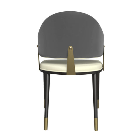 Aria Leather Dining Chair with a Curved Back and Gold Accents Design in Iron