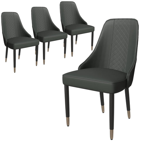 Allure Dining Chairs Fabtic/Leather Seat and Back in Oak Wood Set of 4