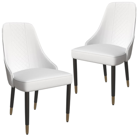 Allure Dining Chairs Fabric/Leather Seat and Back in Oak Wood Set of 2