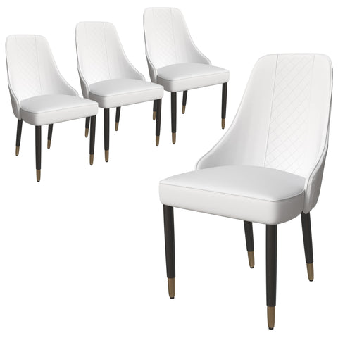 Allure Dining Chairs Fabtic/Leather Seat and Back in Oak Wood Set of 4