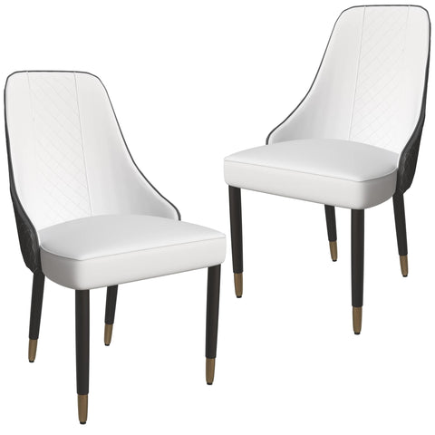 Allure Dining Chairs Fabric/Leather Seat and Back in Oak Wood Set of 2