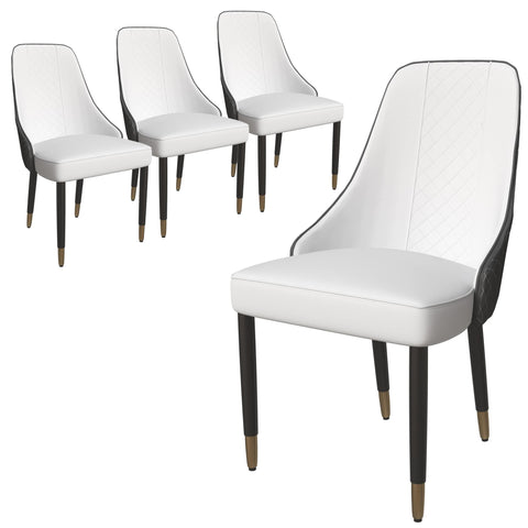 Allure Dining Chairs Fabtic/Leather Seat and Back in Oak Wood Set of 4