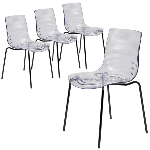 Astor Dining Chairs with ABS Plastic Seats in Black Stainless Steel Set of 4