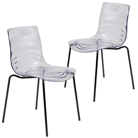 Astor Dining Chairs with ABS Plastic Seats in Black Stainless Steel Set of 2