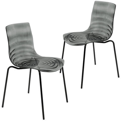 Astor Dining Chairs with ABS Plastic Seats in Black Stainless Steel Set of 2