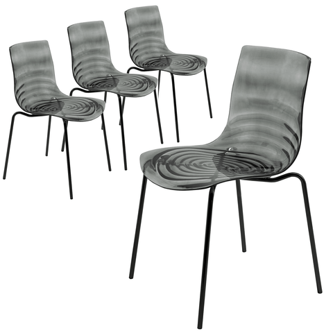 Astor Dining Chairs with ABS Plastic Seats in Black Stainless Steel Set of 4