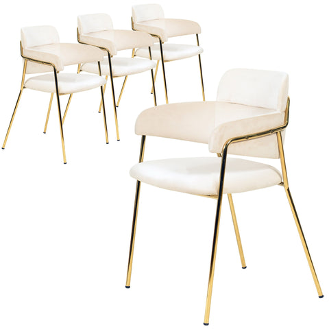 Axis Upholstered Dining Chairs Curved Open-Back & Gold Legs Set of 4