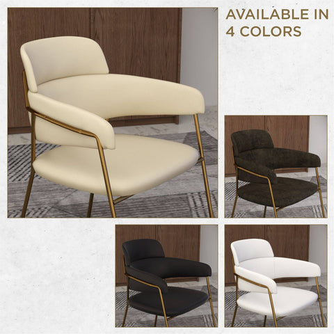 Axis Upholstered Dining Chairs Curved Open-Back & Gold Legs Set of 4