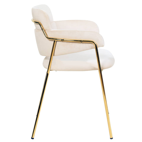 Axis Upholstered Dining Chairs Curved Open-Back & Gold Legs Set of 4