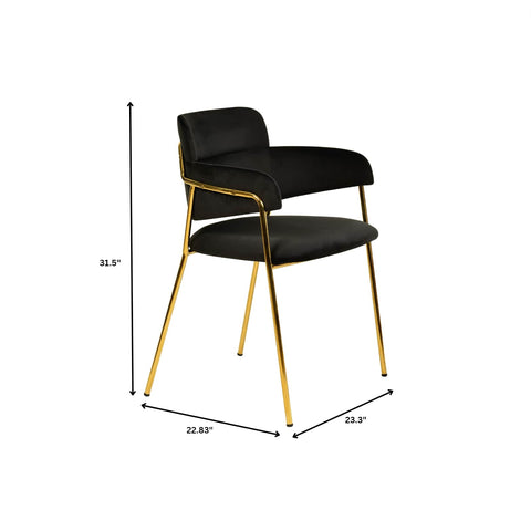 Axis Upholstered Dining Chairs Curved Open-Back & Gold Legs Set of 2