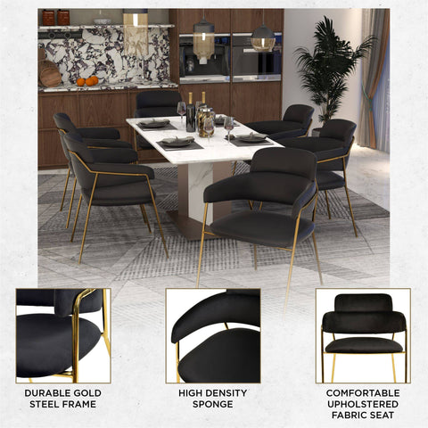 Axis Upholstered Dining Chairs Curved Open-Back & Gold Legs Set of 2