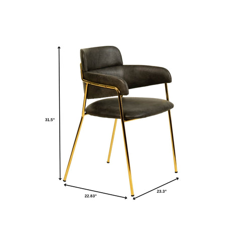 Axis Upholstered Dining Chairs Curved Open-Back & Gold Legs Set of 4