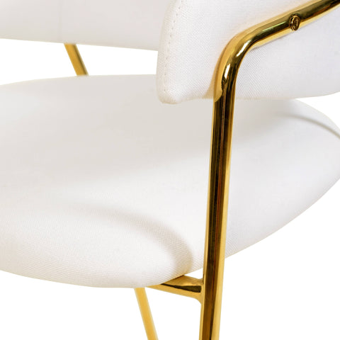 Axis Upholstered Dining Chairs Curved Open-Back & Gold Legs Set of 2