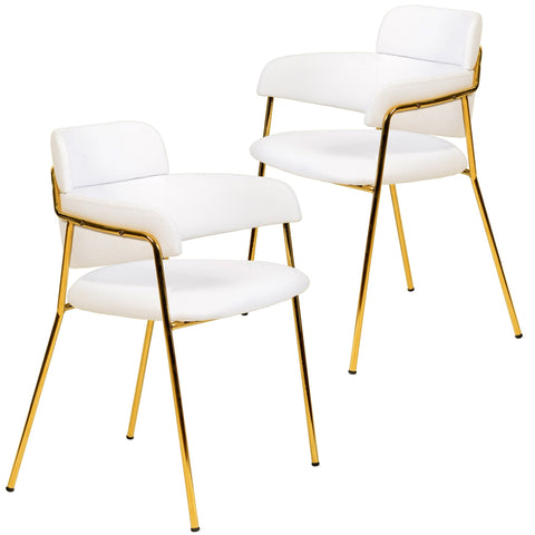 Axis Upholstered Dining Chairs Curved Open-Back & Gold Legs Set of 2