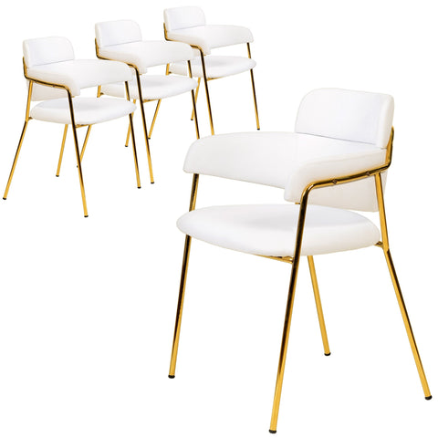 Axis Upholstered Dining Chairs Curved Open-Back & Gold Legs Set of 4