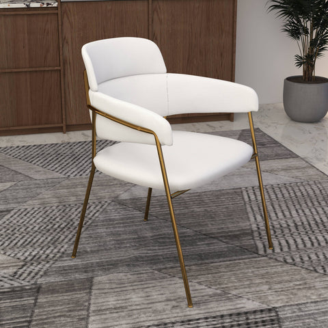 Axis Upholstered Dining Chairs Curved Open-Back & Gold Legs Set of 4