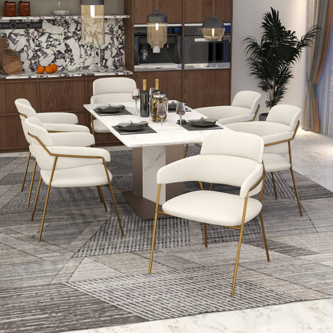 Axis Upholstered Dining Chairs Curved Open-Back & Gold Legs Set of 4