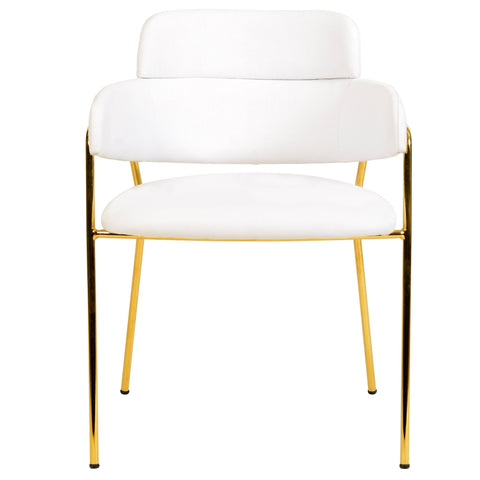 Axis Upholstered Dining Chairs Curved Open-Back & Gold Legs Set of 4