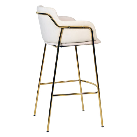 Axis 40" Bar Stool with Ergonomic Design, Powder-Coated Base, and Footrest in Black/Gold