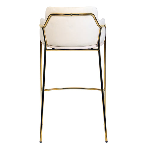 Axis 40" Bar Stool with Ergonomic Design, Powder-Coated Base, and Footrest in Black/Gold