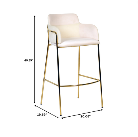 Axis 40" Bar Stool with Ergonomic Design, Powder-Coated Base, and Footrest in Black/Gold