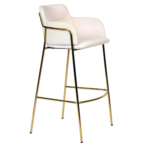 Axis 40" Bar Stool with Ergonomic Design, Powder-Coated Base, and Footrest in Black/Gold