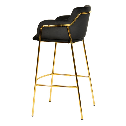 Axis 40" Bar Stool with Ergonomic Design, Powder-Coated Base, and Footrest in Black/Gold