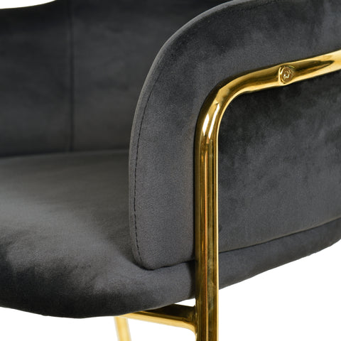 Axis 40" Bar Stool with Ergonomic Design, Powder-Coated Base, and Footrest in Black/Gold