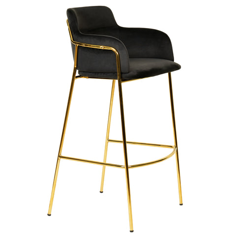 Axis 40" Bar Stool with Ergonomic Design, Powder-Coated Base, and Footrest in Black/Gold