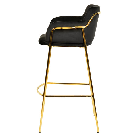 Axis 40" Bar Stool with Ergonomic Design, Powder-Coated Base, and Footrest in Black/Gold