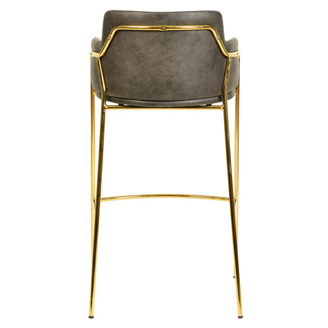 Axis 40" Bar Stool with Ergonomic Design, Powder-Coated Base, and Footrest in Black/Gold