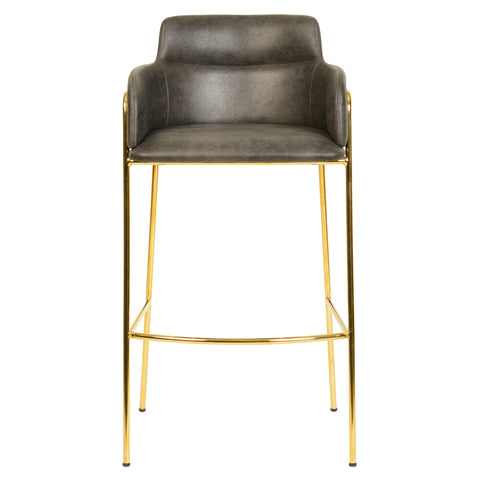 Axis 40" Bar Stool with Ergonomic Design, Powder-Coated Base, and Footrest in Black/Gold