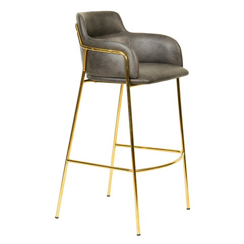 Axis 40" Bar Stool with Ergonomic Design, Powder-Coated Base, and Footrest in Black/Gold