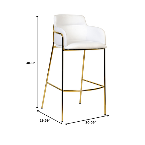 Axis 40" Bar Stool with Ergonomic Design, Powder-Coated Base, and Footrest in Black/Gold