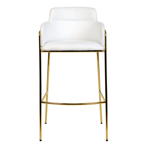 Axis 40" Bar Stool with Ergonomic Design, Powder-Coated Base, and Footrest in Black/Gold