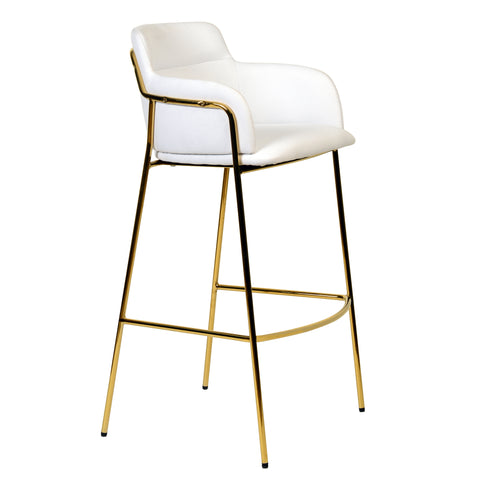 Axis 40" Bar Stool with Ergonomic Design, Powder-Coated Base, and Footrest in Black/Gold